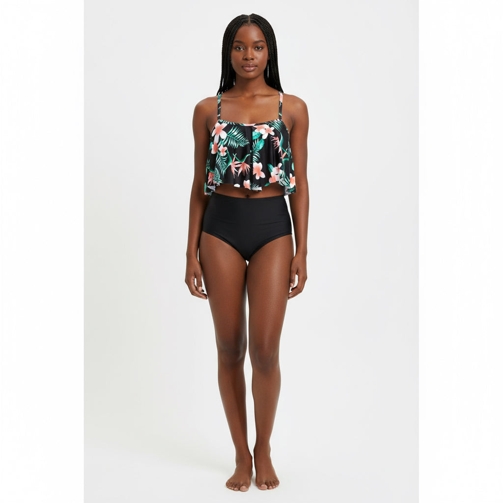 High Waisted Floral Print Swimwear Swimsuit.