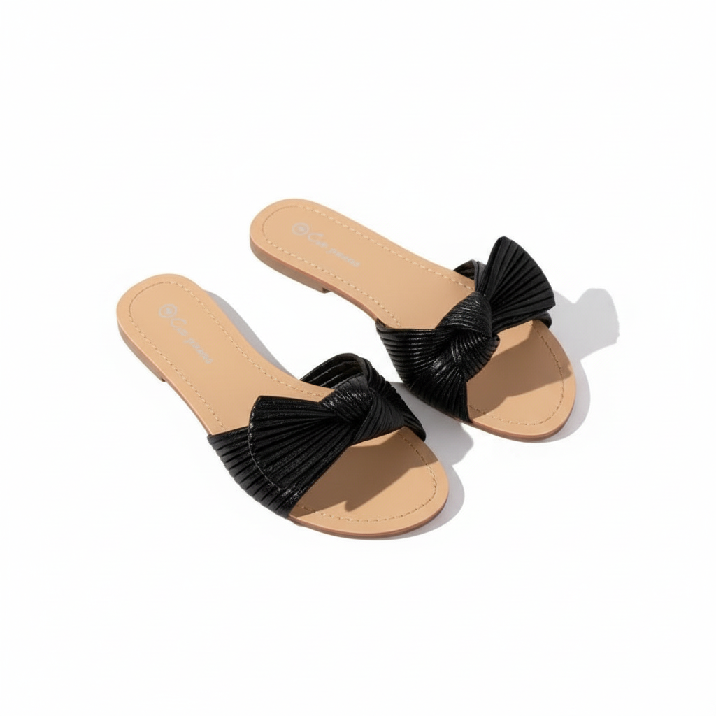 summer vintage bow chic and elegant fashionable slippers.