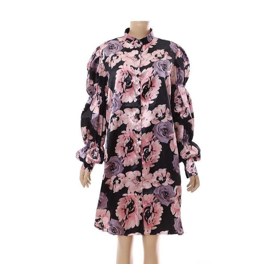 Print Button Through Dress.