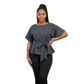 Butterfly Short Sleeve Belted Blouse.