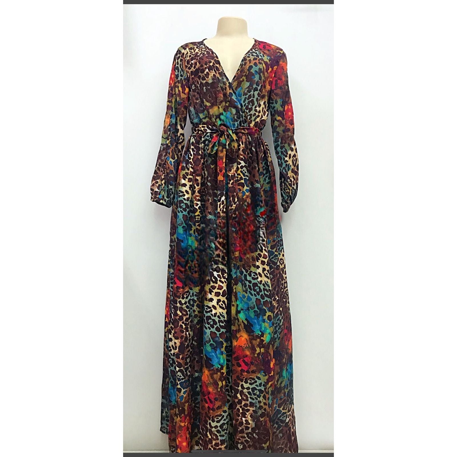 Colorful Leopard Print Maxi Dress.