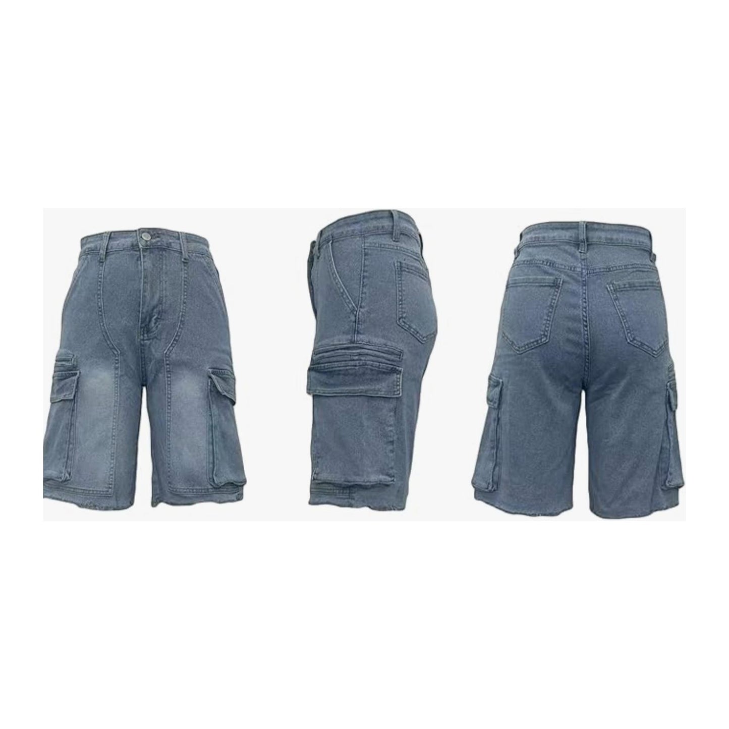 Denim Bermuda Cargo Shorts.