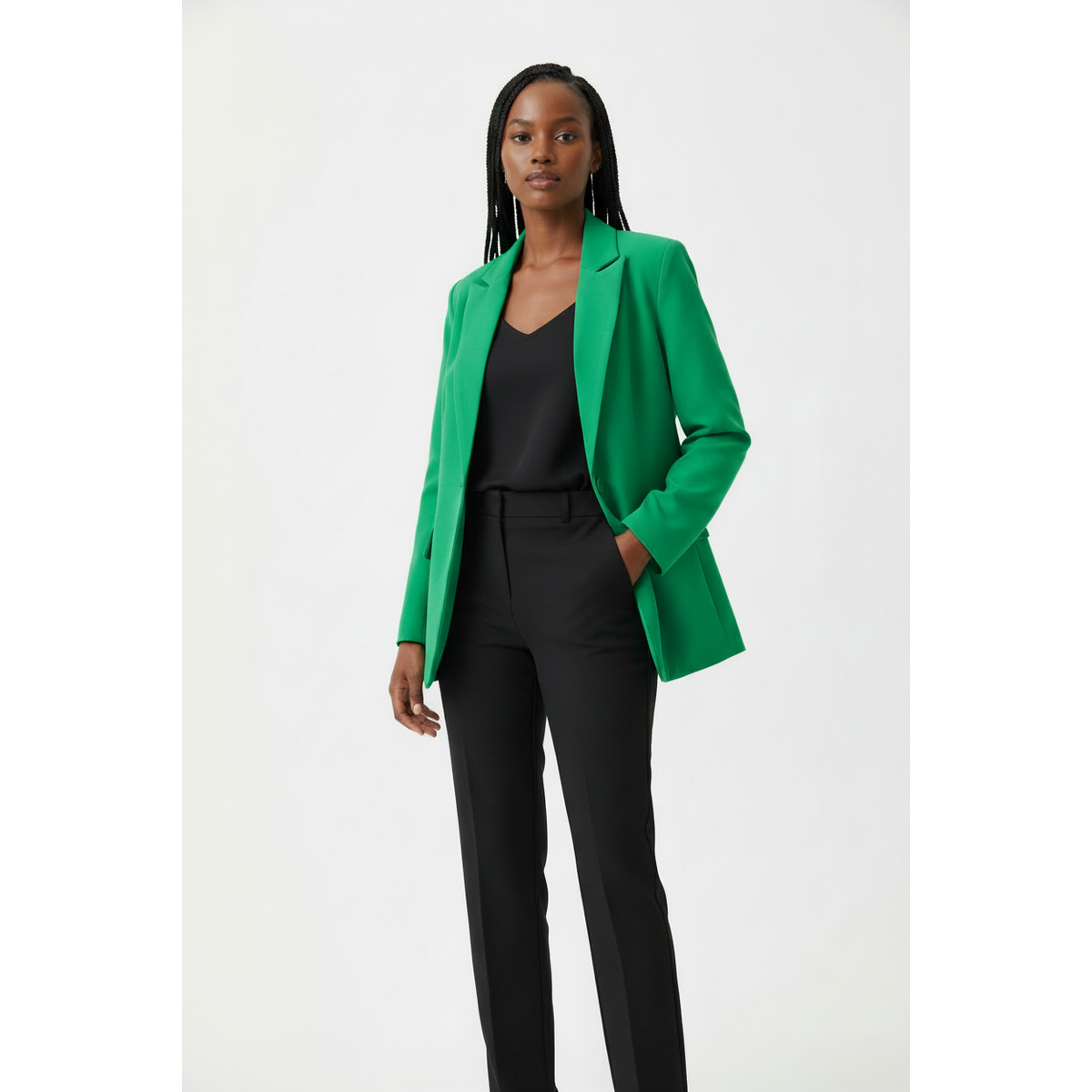 Formal Solid Button Front Lapel Neck Blazer.