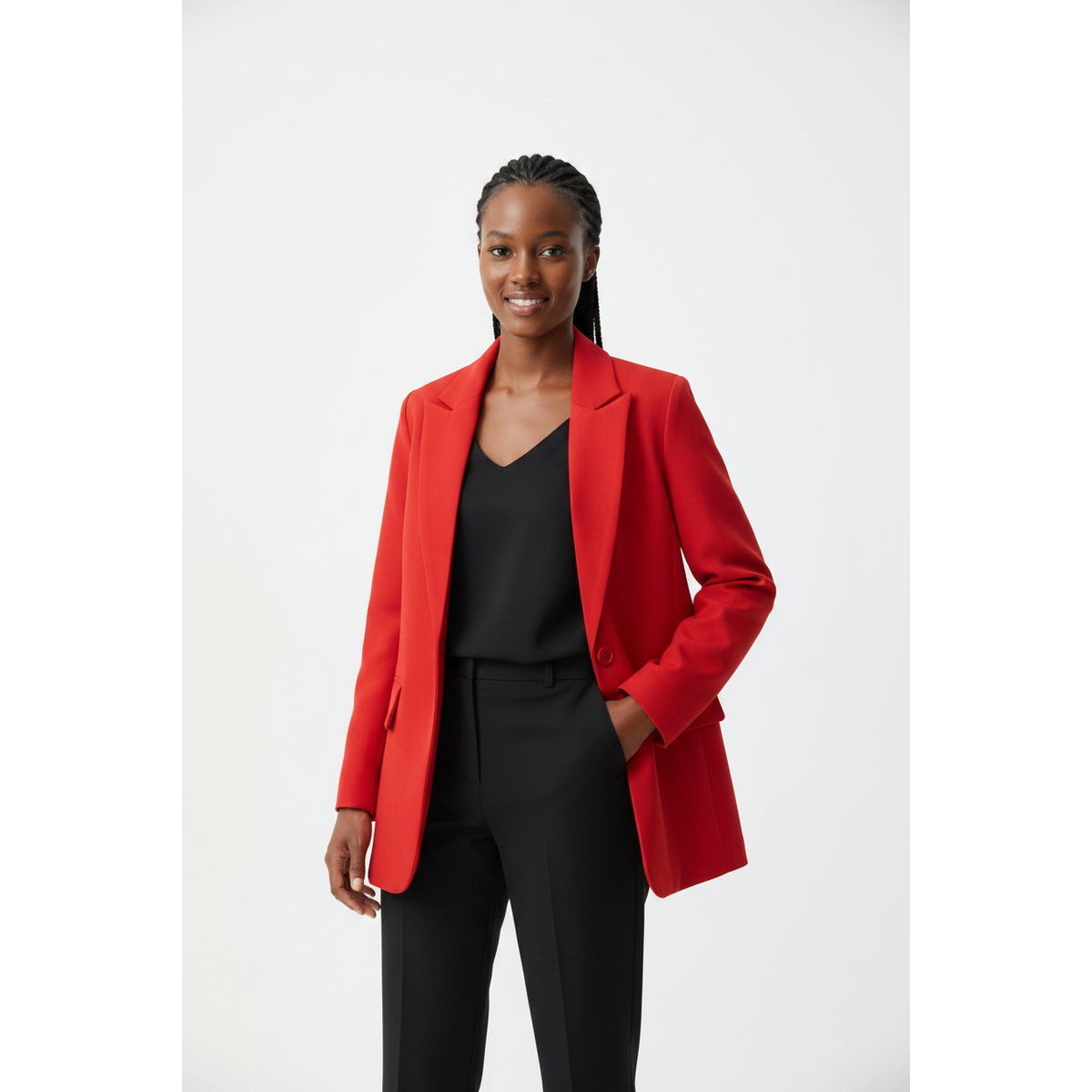 Formal Solid Button Front Lapel Neck Blazer.