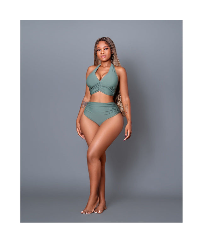 Best High Waisted Bathing Bikini Top Skirtini – YELLOW