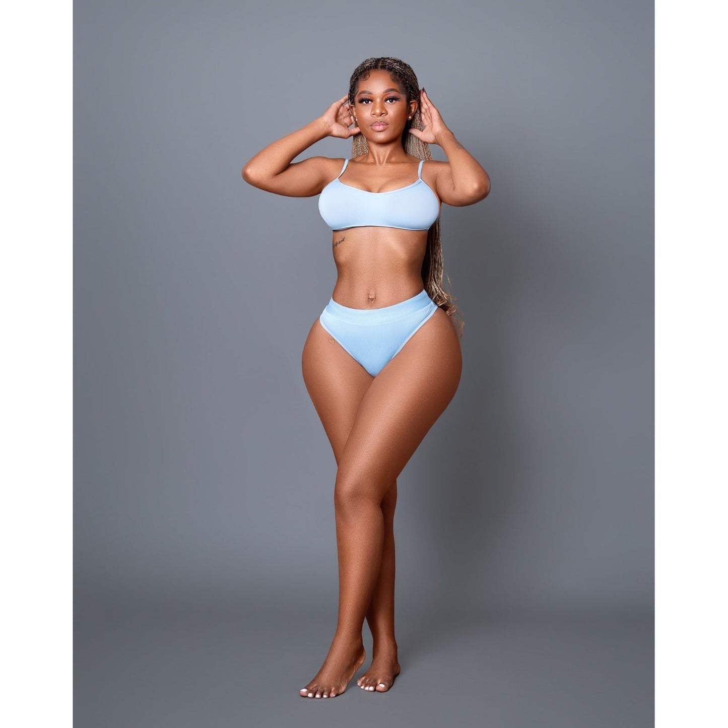 High Waist Bikini Breathable Shoulder Strap Two Piece Swimsuit.