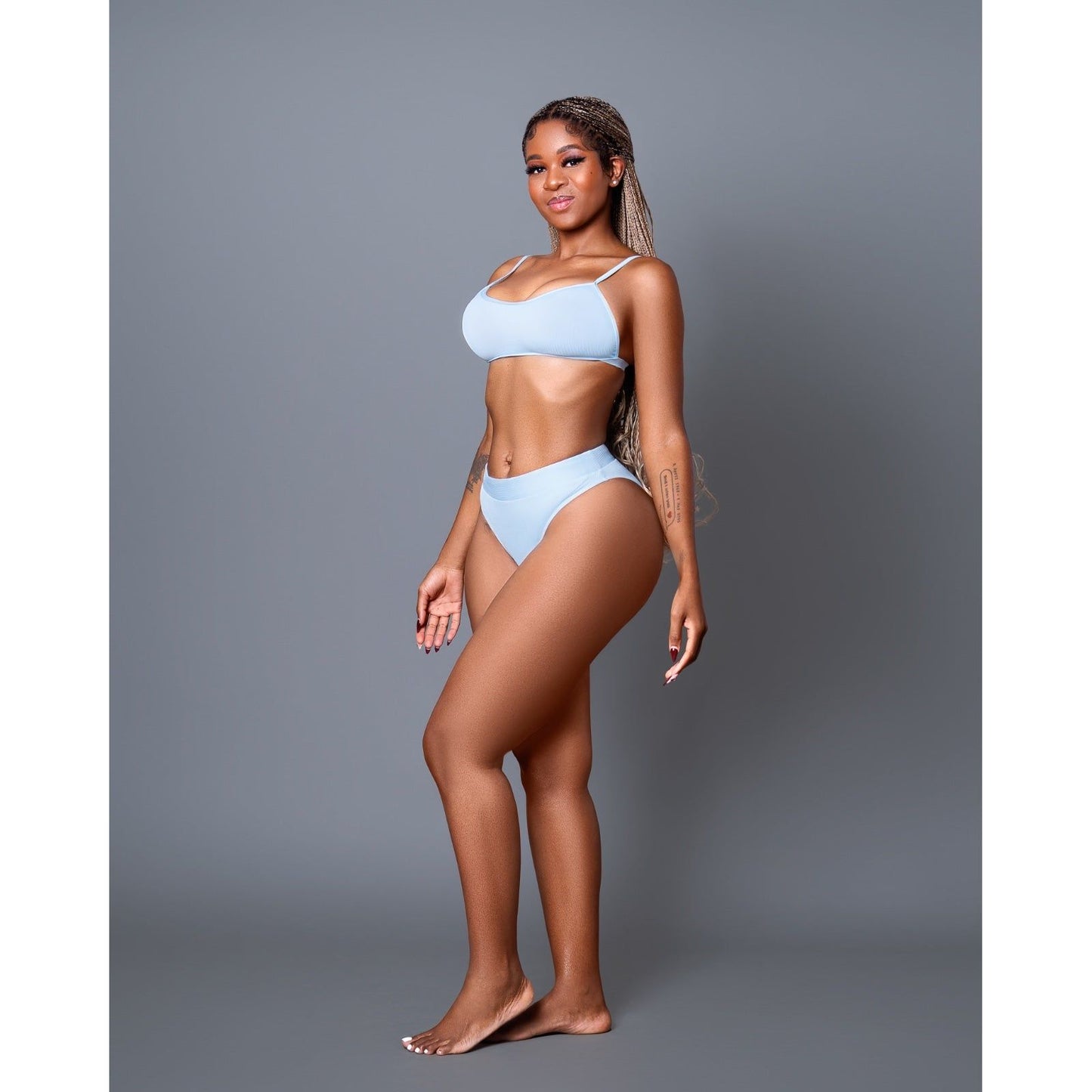 High Waist Bikini Breathable Shoulder Strap Two Piece Swimsuit.