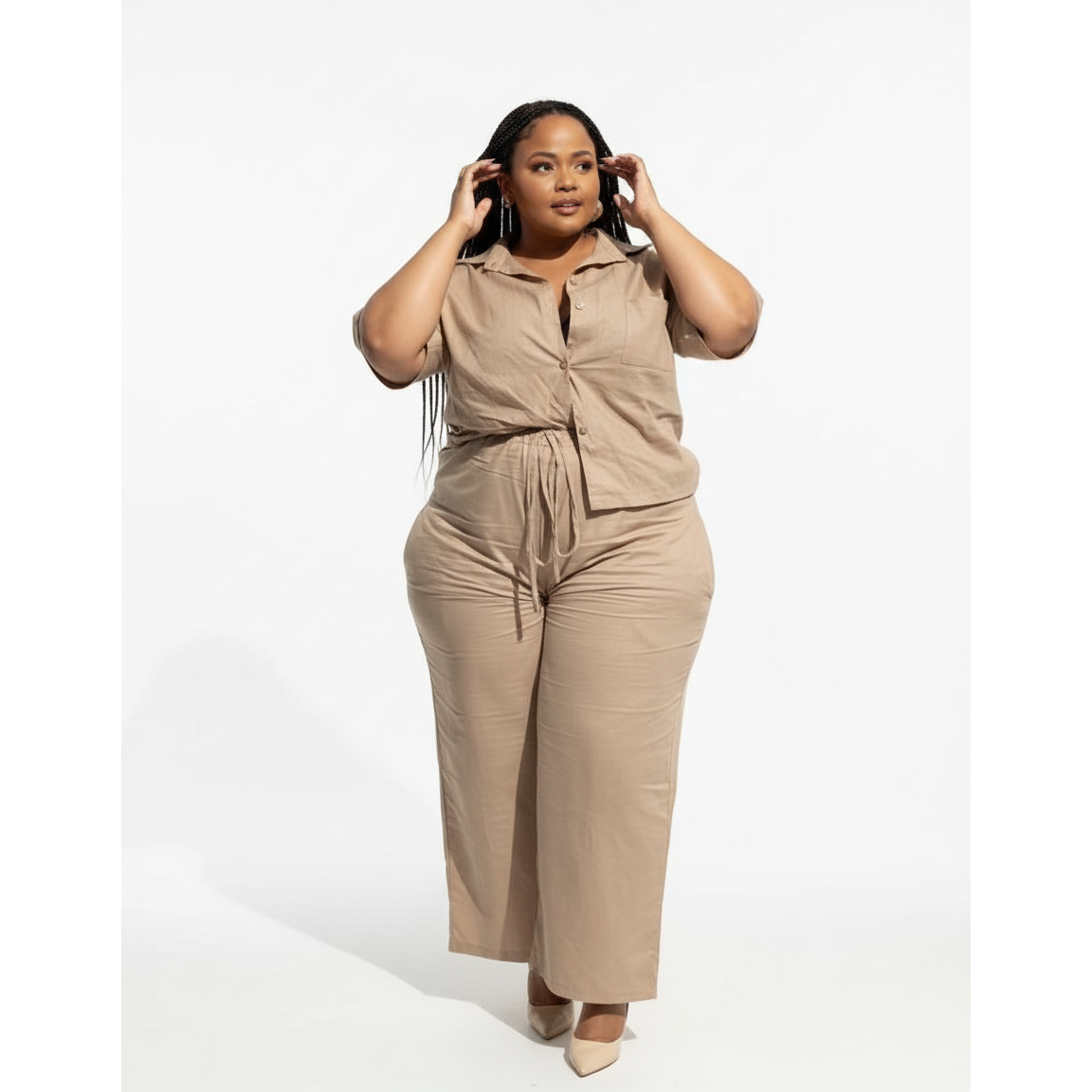 Buttoned top with Palazzo Pants 2 Piece set.