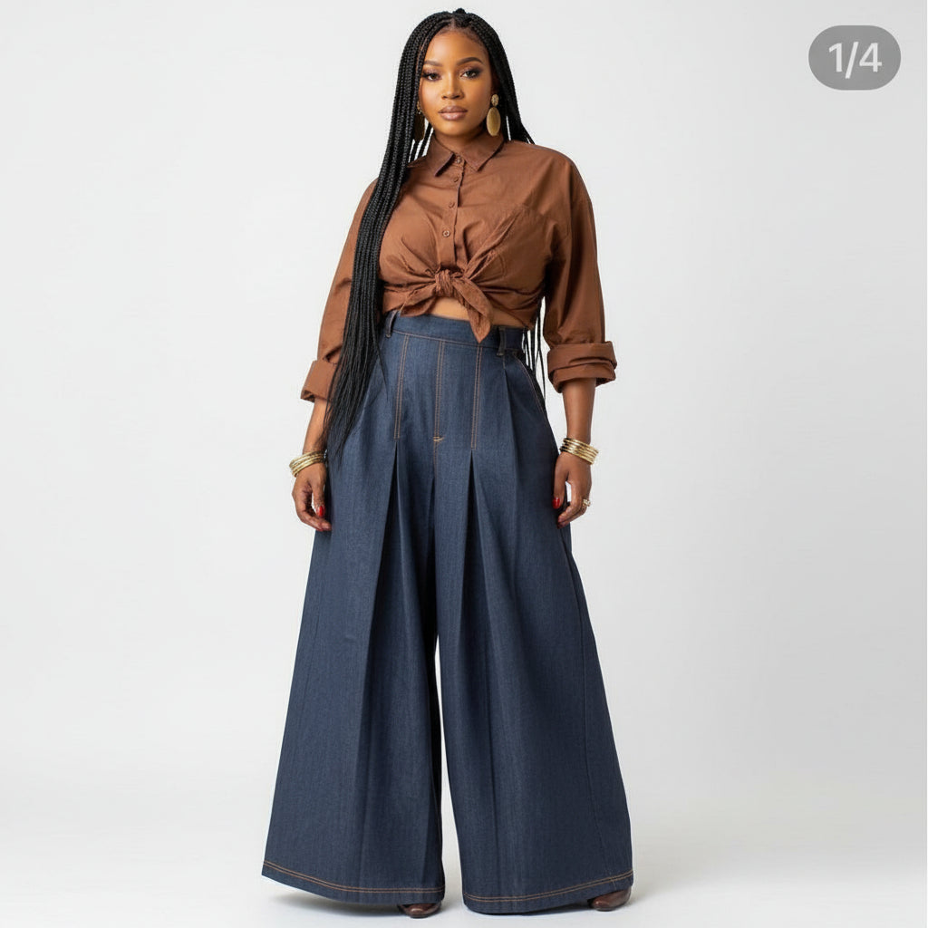 High Waist Baggy Wide Pants.