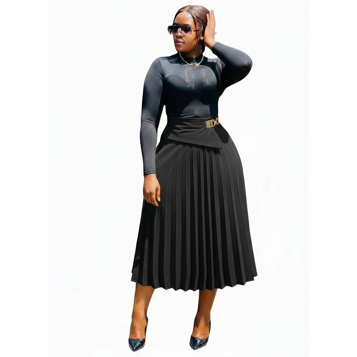 Pillar Pleated Skirt For Women.