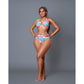 High Waist Contrast Color Floral Polyester Swimsuits Set.