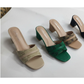 Genuine leather ladies low heel slippers.