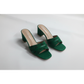 Genuine leather ladies low heel slippers.