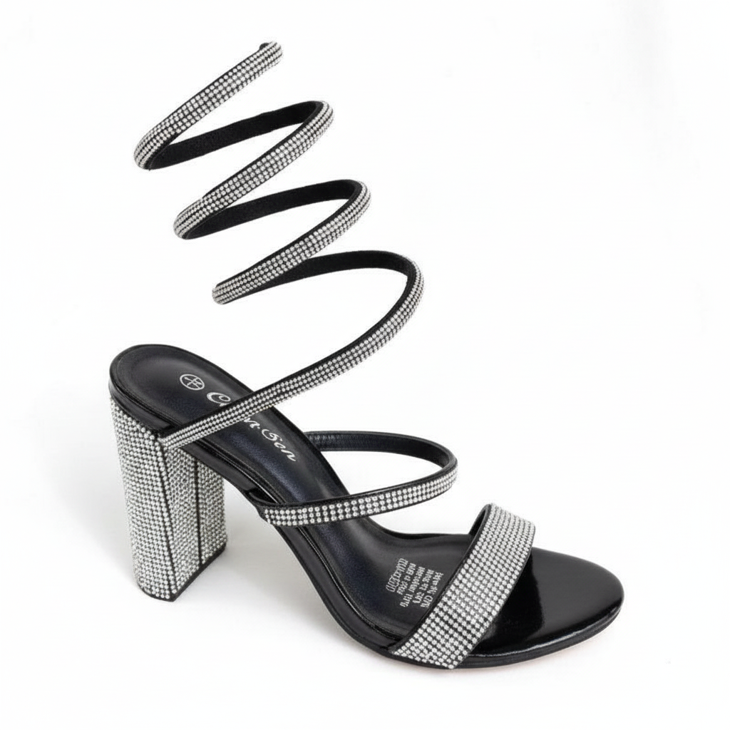 Spring-Around Rhinestone Decor High Heel Sandals,