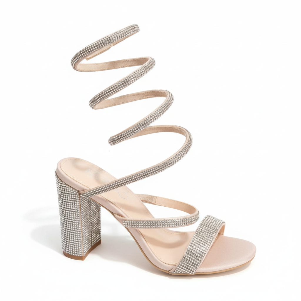 Spring-Around Rhinestone Decor High Heel Sandals,