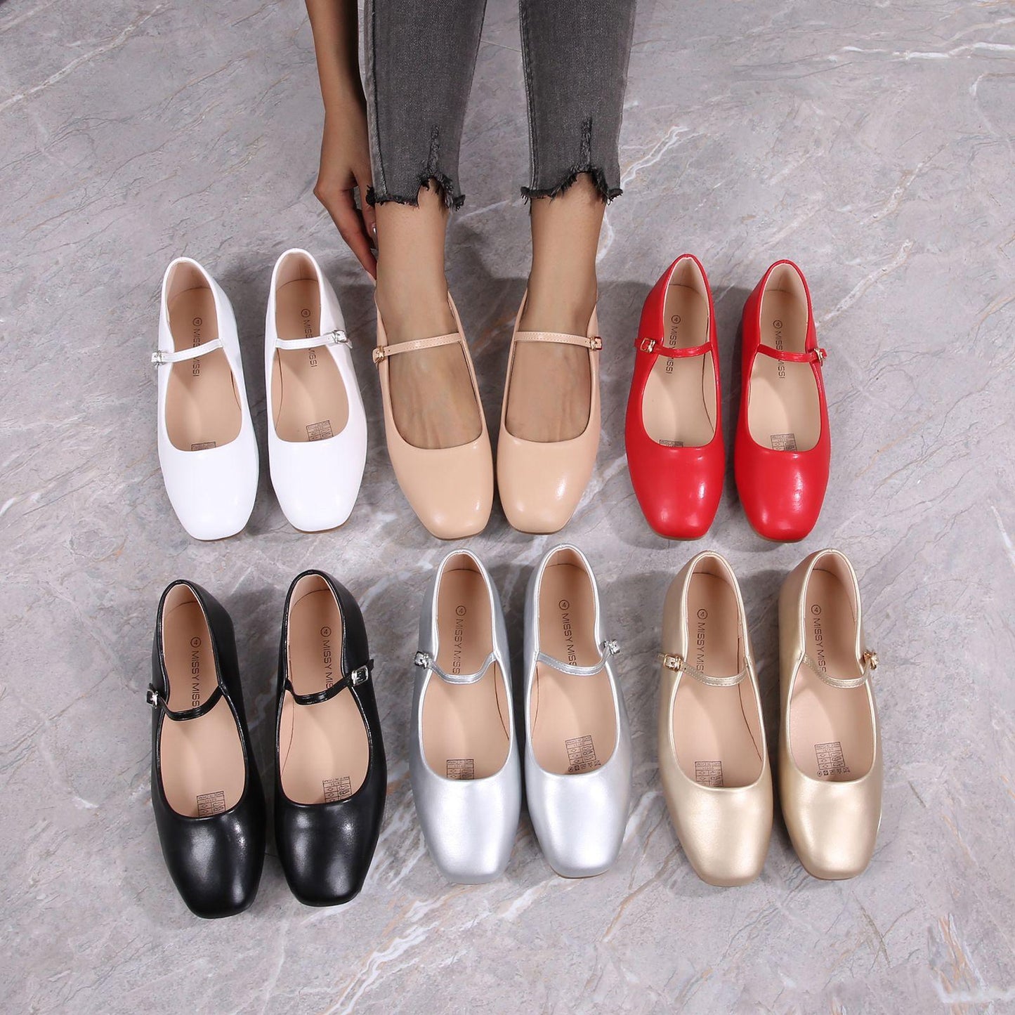 Round Toe Flat Cute Sweet Pumps.
