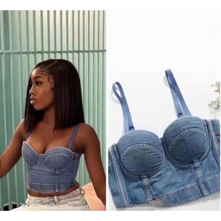 Detachable Denim Straps Retro Crop Top. – YELLOW SUB TRADING