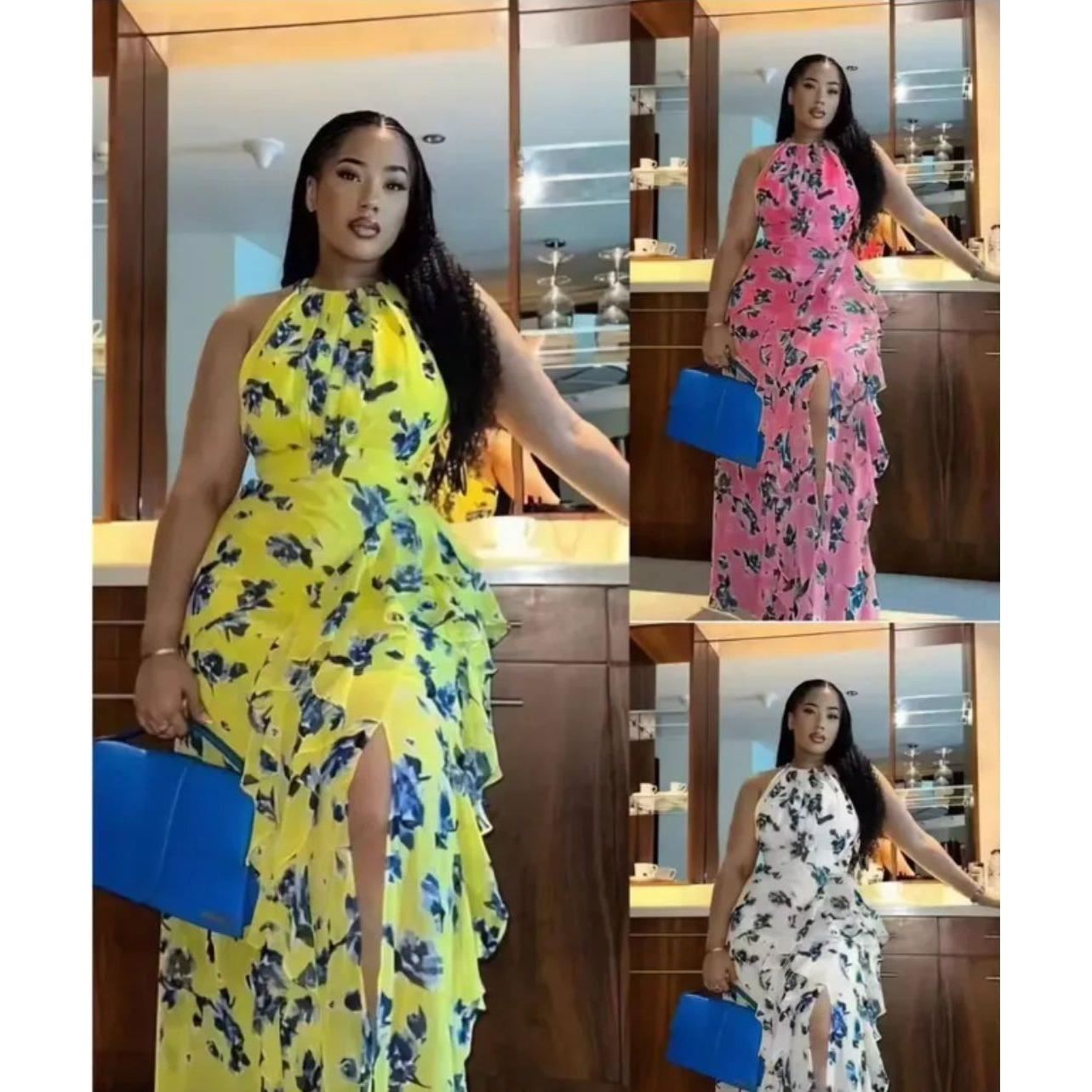 Halter Ruffle Maxi Dress