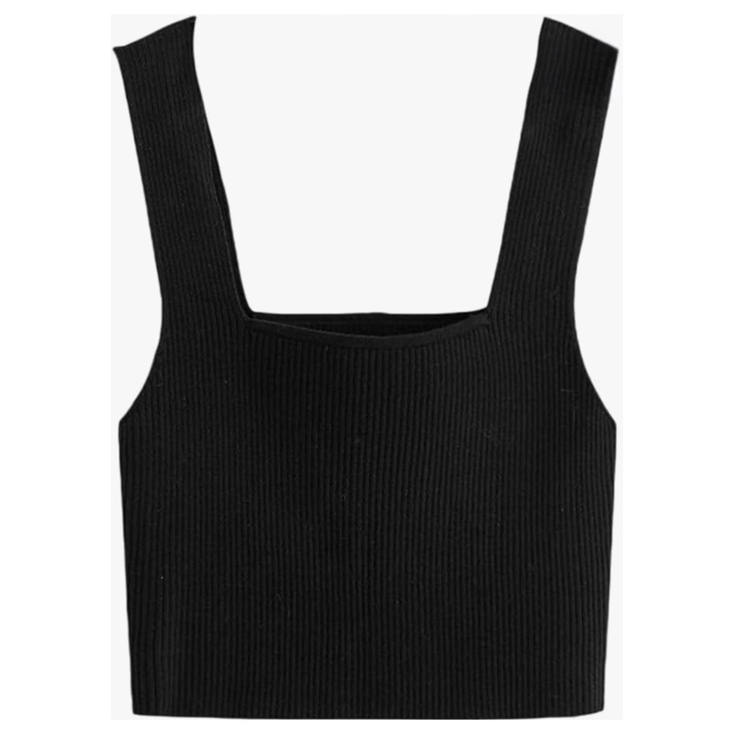 Solid Color Knitted Sleeveless Crop Top.