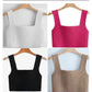 Solid Color Knitted Sleeveless Crop Top.
