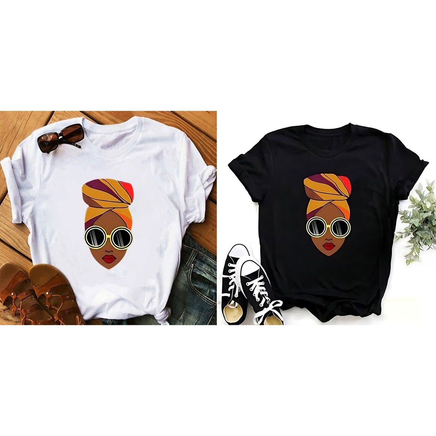 African Diva Queen Graphic Print T-Shirt.