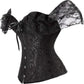 Women's corset with waist and lace sleeves.