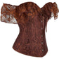 Women's corset with waist and lace sleeves.