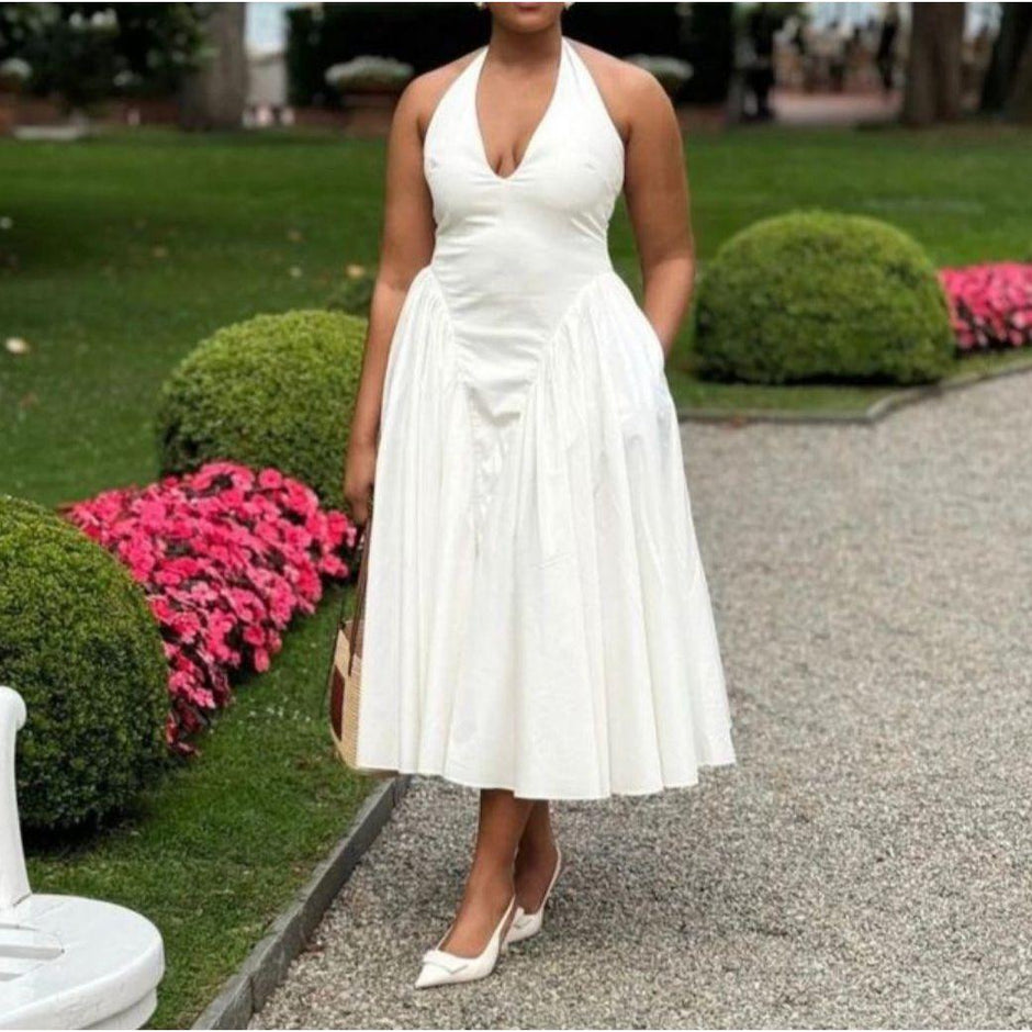 A&A Luxe V Neck Strapless Pleated Dress main image 0