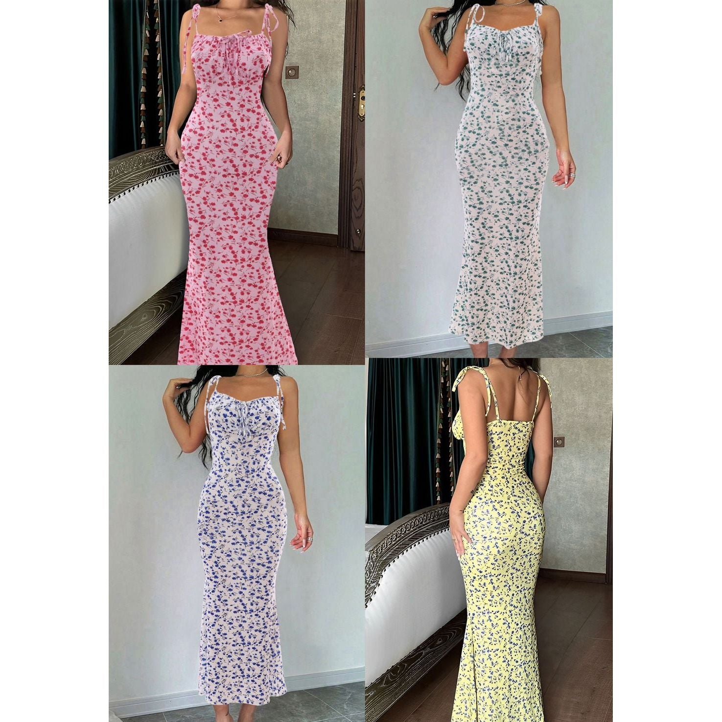 Elegant Ditsy Floral Printed Bodycon Dress.