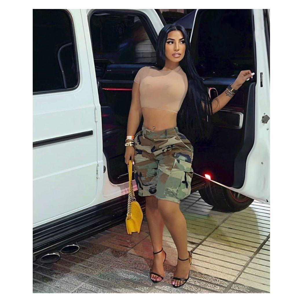 Distressed High Hem Shorts PLUS main image 1