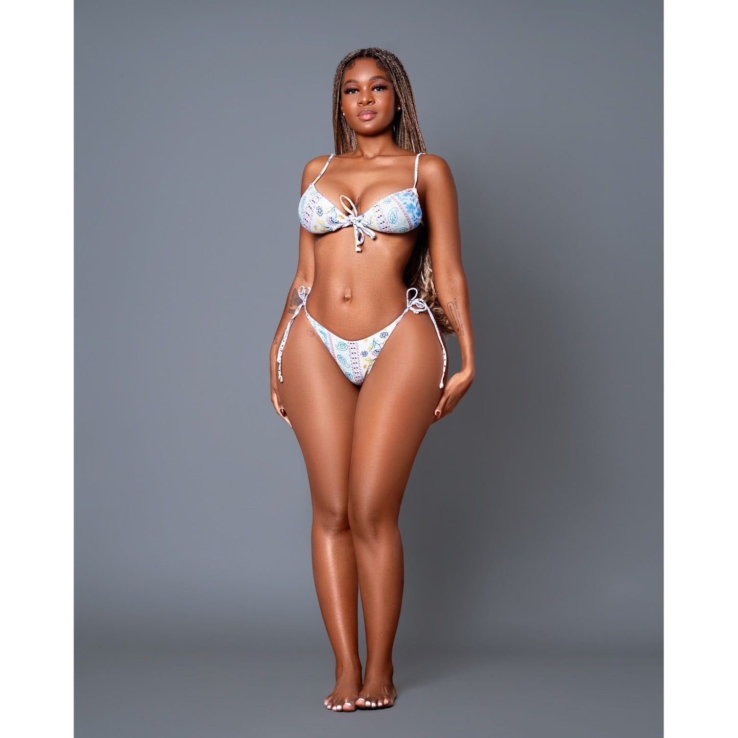 Floral Printed Drawstring Sexy Bikini set.