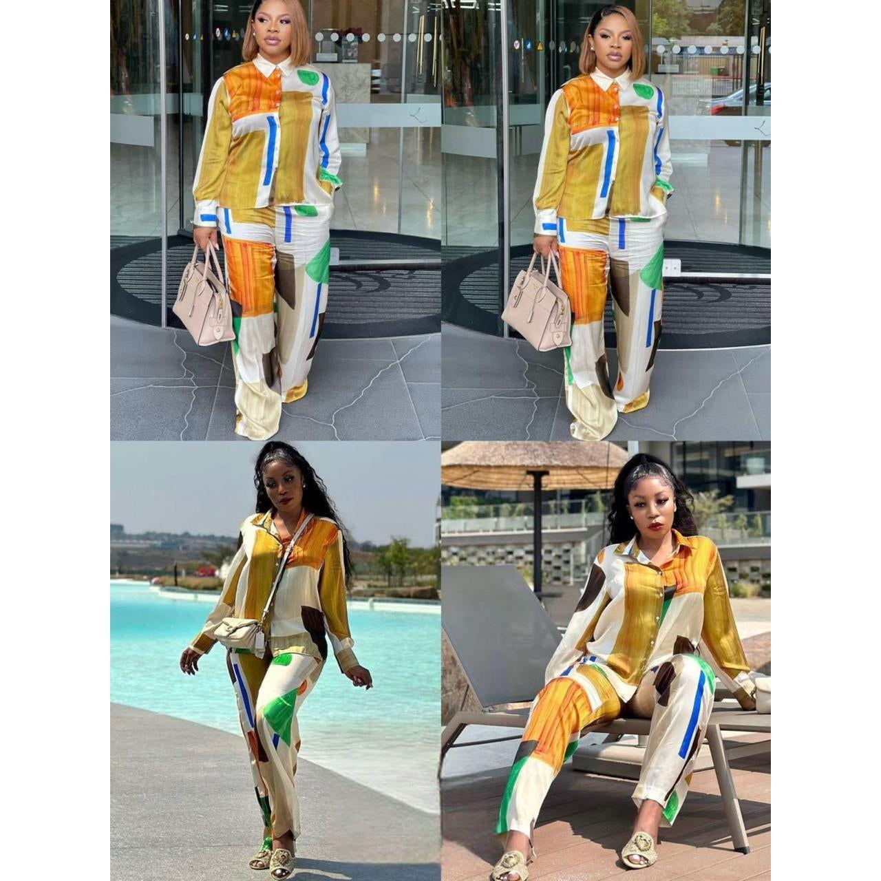 Floral Print Shirt and Pants Set.