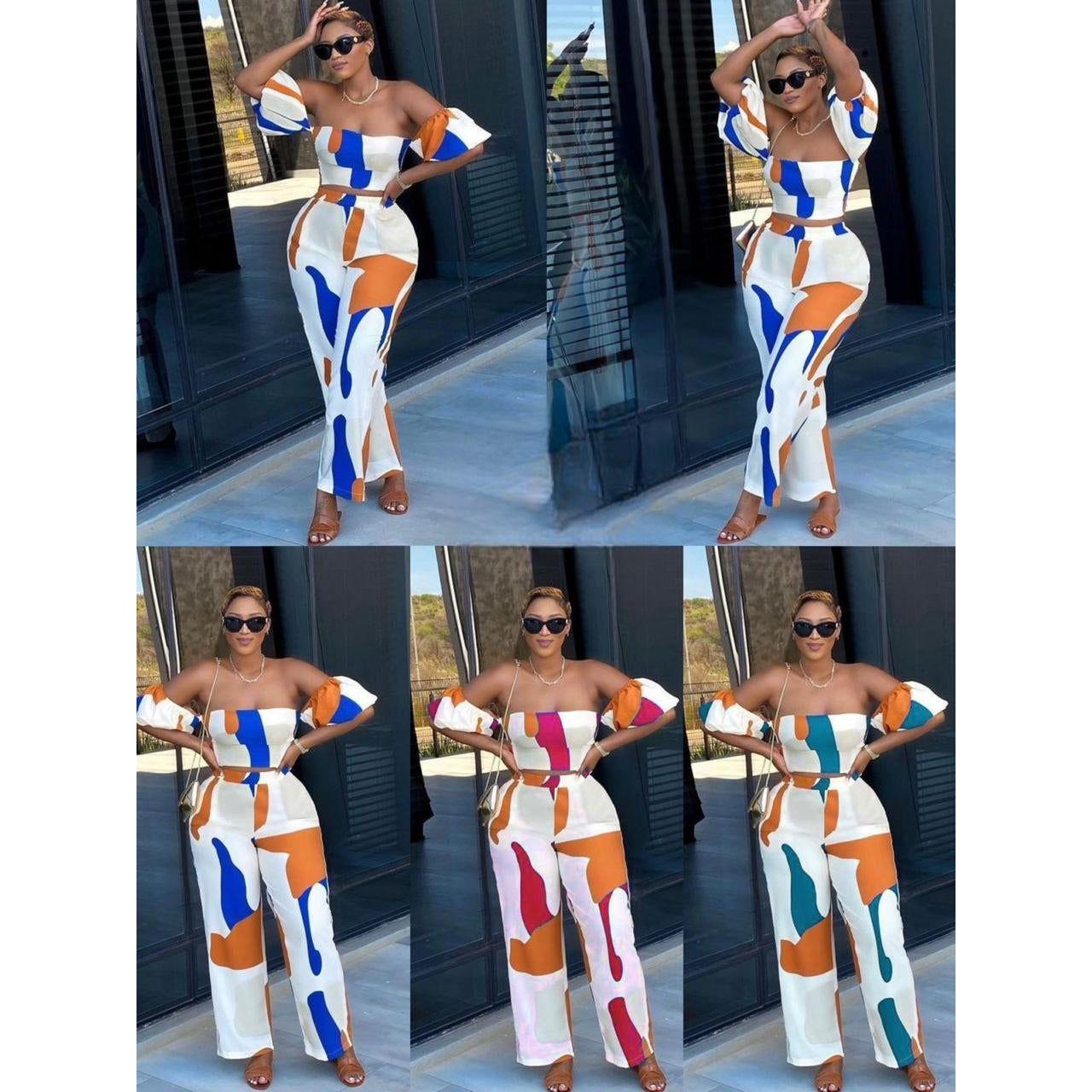 Shoulderless Top and Sexy Vintage Trouser Set.