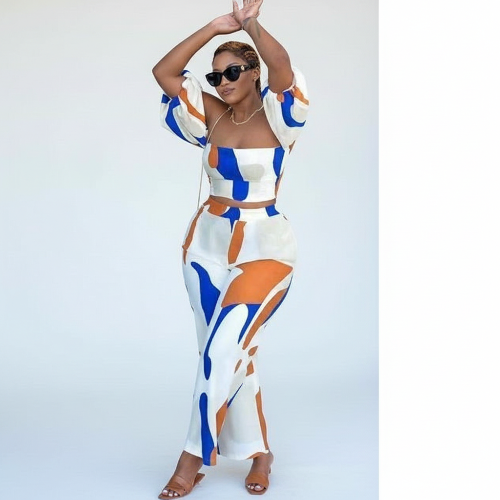 Shoulderless Top and Sexy Vintage Trouser Set.