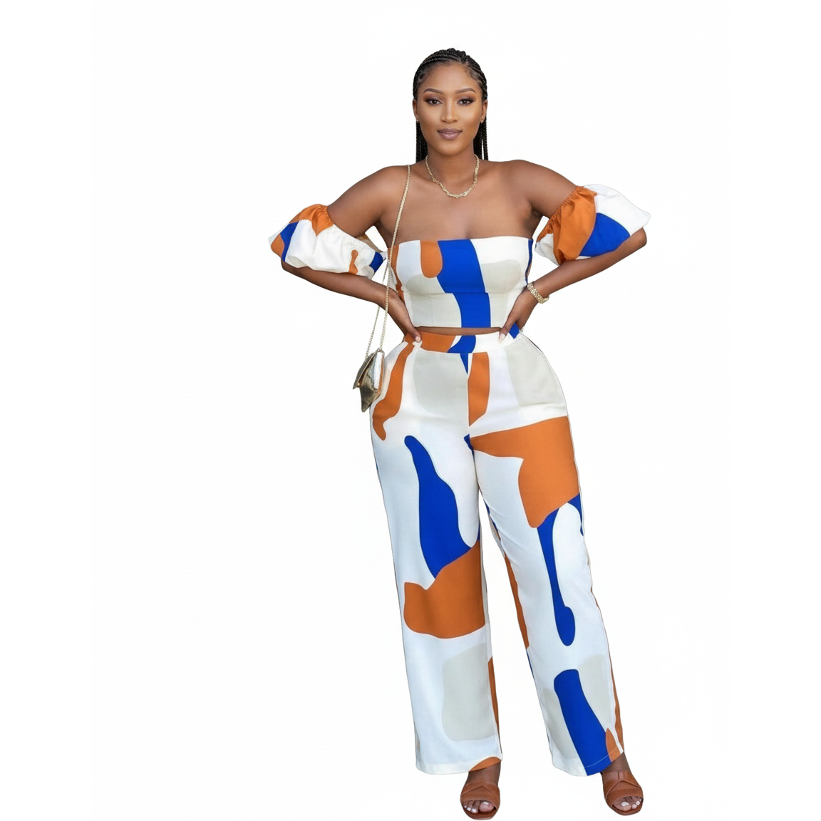 Shoulderless Top and Sexy Vintage Trouser Set.