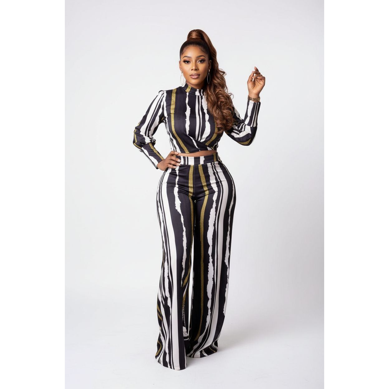 Plus Size Elegant Printed Two Piece Set.