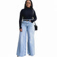 Plus size Wide leg low rise jeans.
