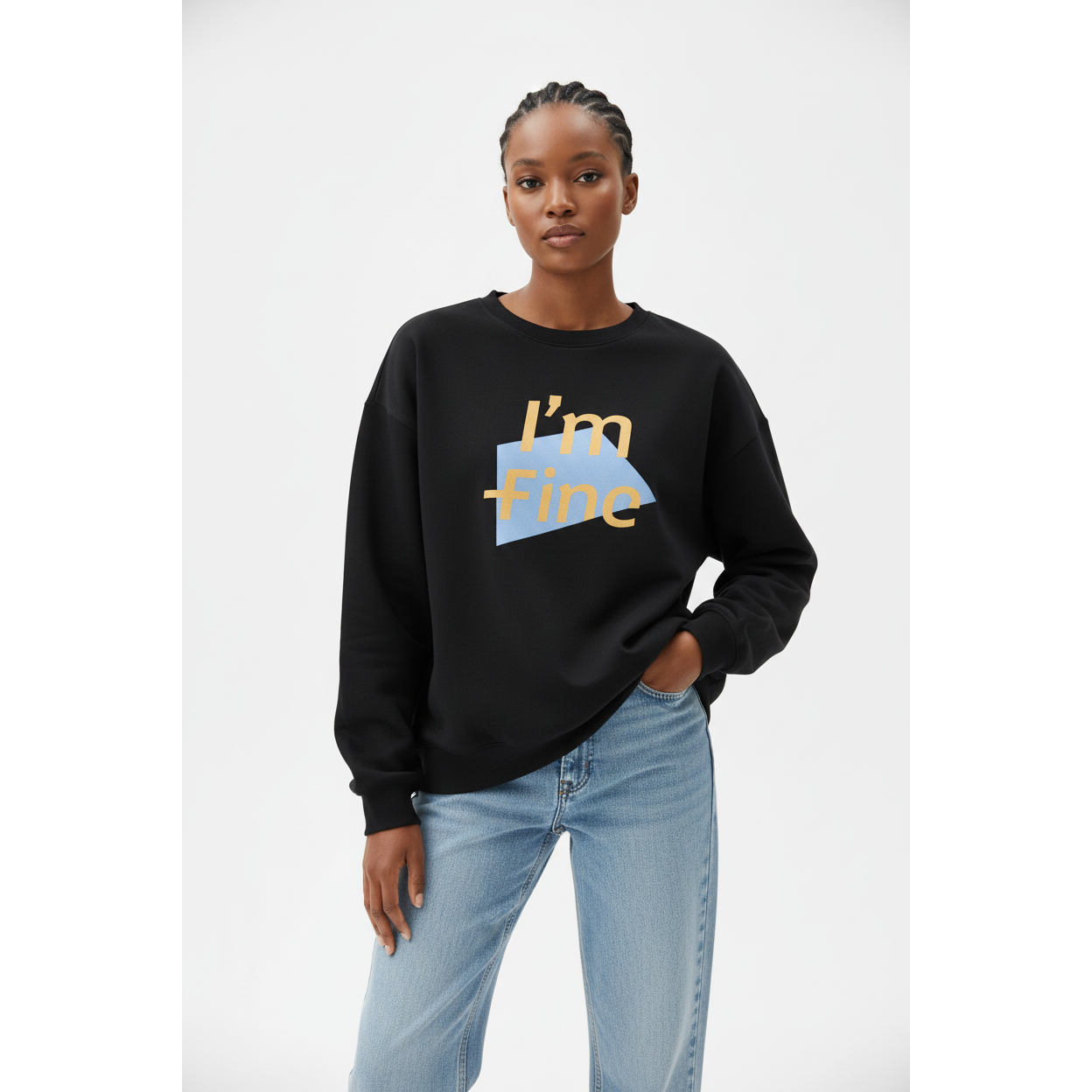 Round Neck Pullover Letter Printing Top Sweater.