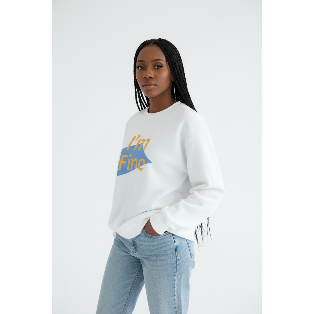 Round Neck Pullover Letter Printing Top Sweater.