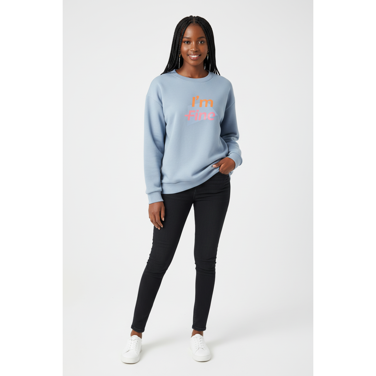 Round Neck Pullover Letter Printing Top Sweater.