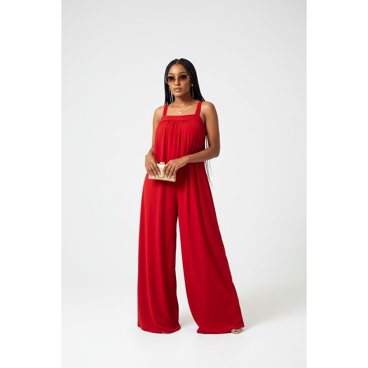 Wide Leg Sleeveless Jumpsuit.
