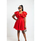 Plus Size Floral Ruffle Bubbles Dress