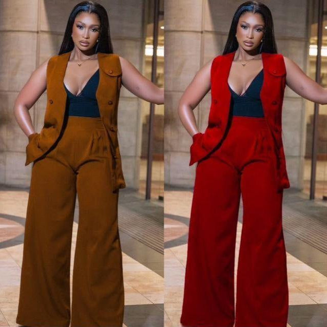 Sleeveless Two-piece Waistcoat Pants Set,