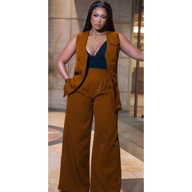 Sleeveless Two-piece Waistcoat Pants Set,