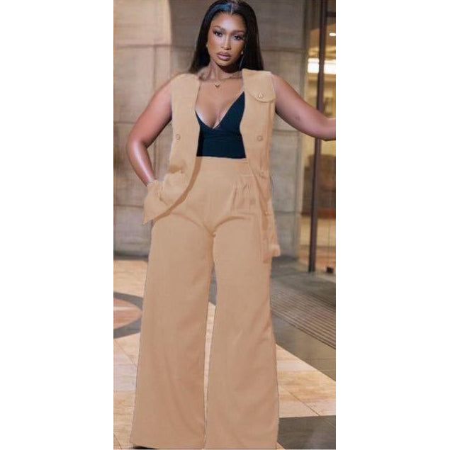 Sleeveless Two-piece Waistcoat Pants Set,