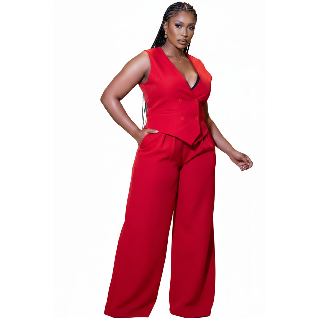 Sleeveless Two-piece Waistcoat Pants Set,