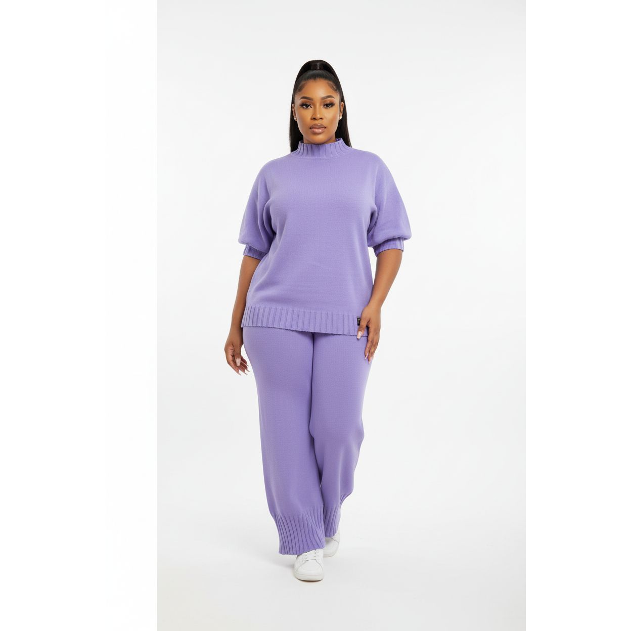 Knitted 3Quarter Sleeve Top Plus Pant Set.