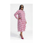 High Neck Long Sleeve Printed Pleated Maxi Dress.