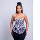 Printed Lace Up Corset Top.