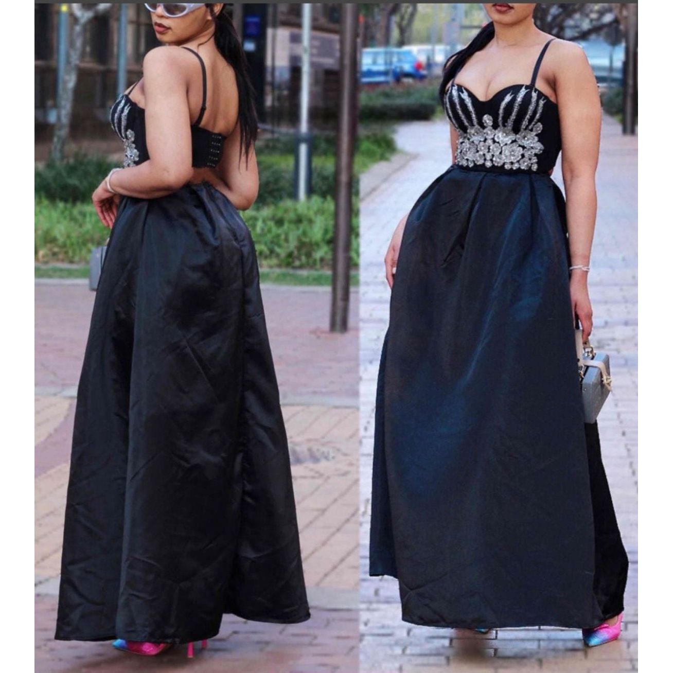 Retro Dress With Chest Cup Shaped Shoulder Straps.